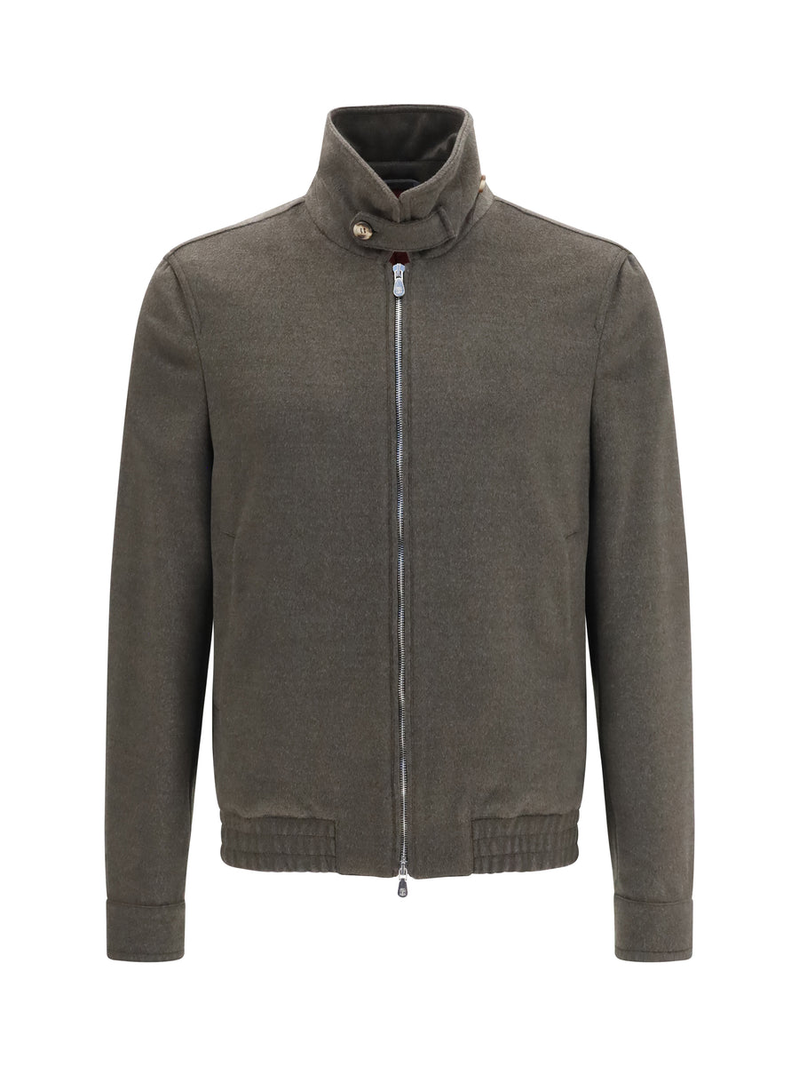 Jacket Wool Zip With High Collar Taupe Merino