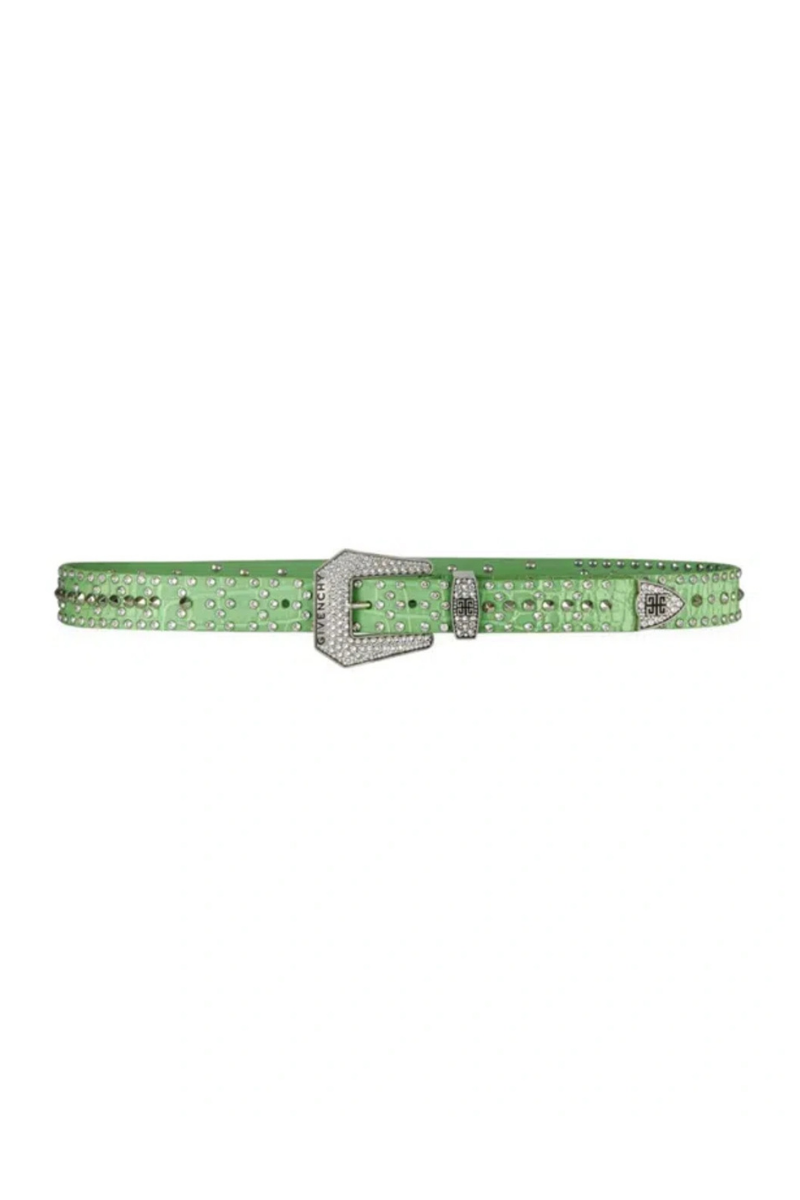 Givenchy Cowboy Belt 30mm With Strass_mint Green Green,brown