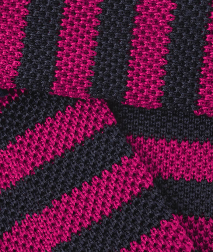 Bicolor Tricot Tie Navy Knitted