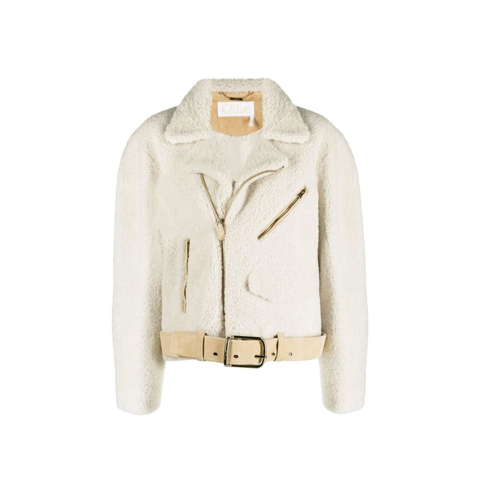 Faux Fur Jacket Beige Polyester