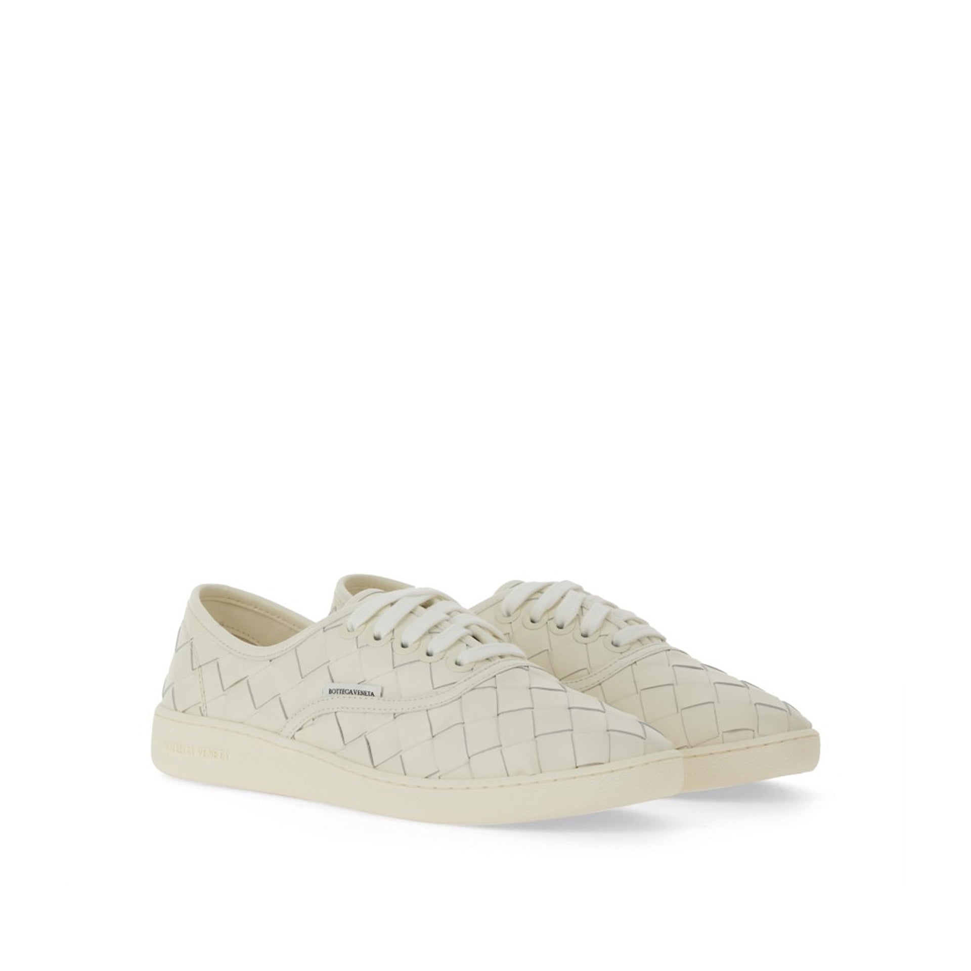 Intrecciato Leather Sneakers White Calf