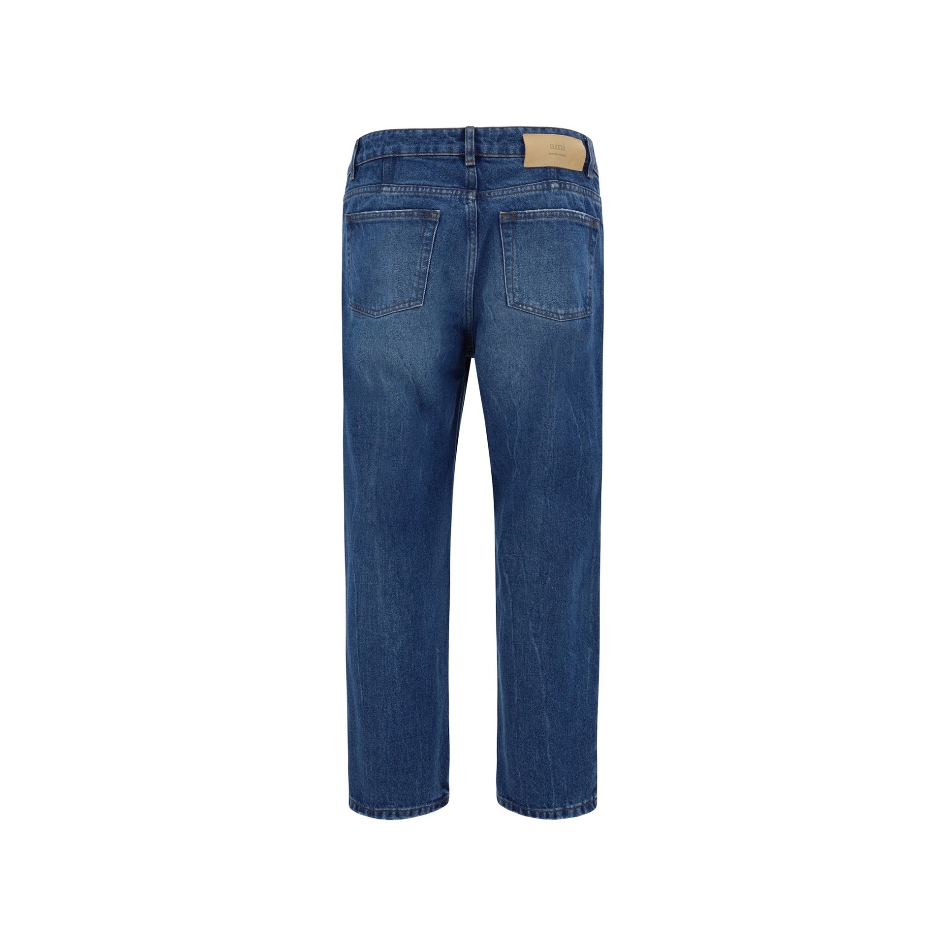 Ami Paris Tapered Fit Jeans Blue Cotton