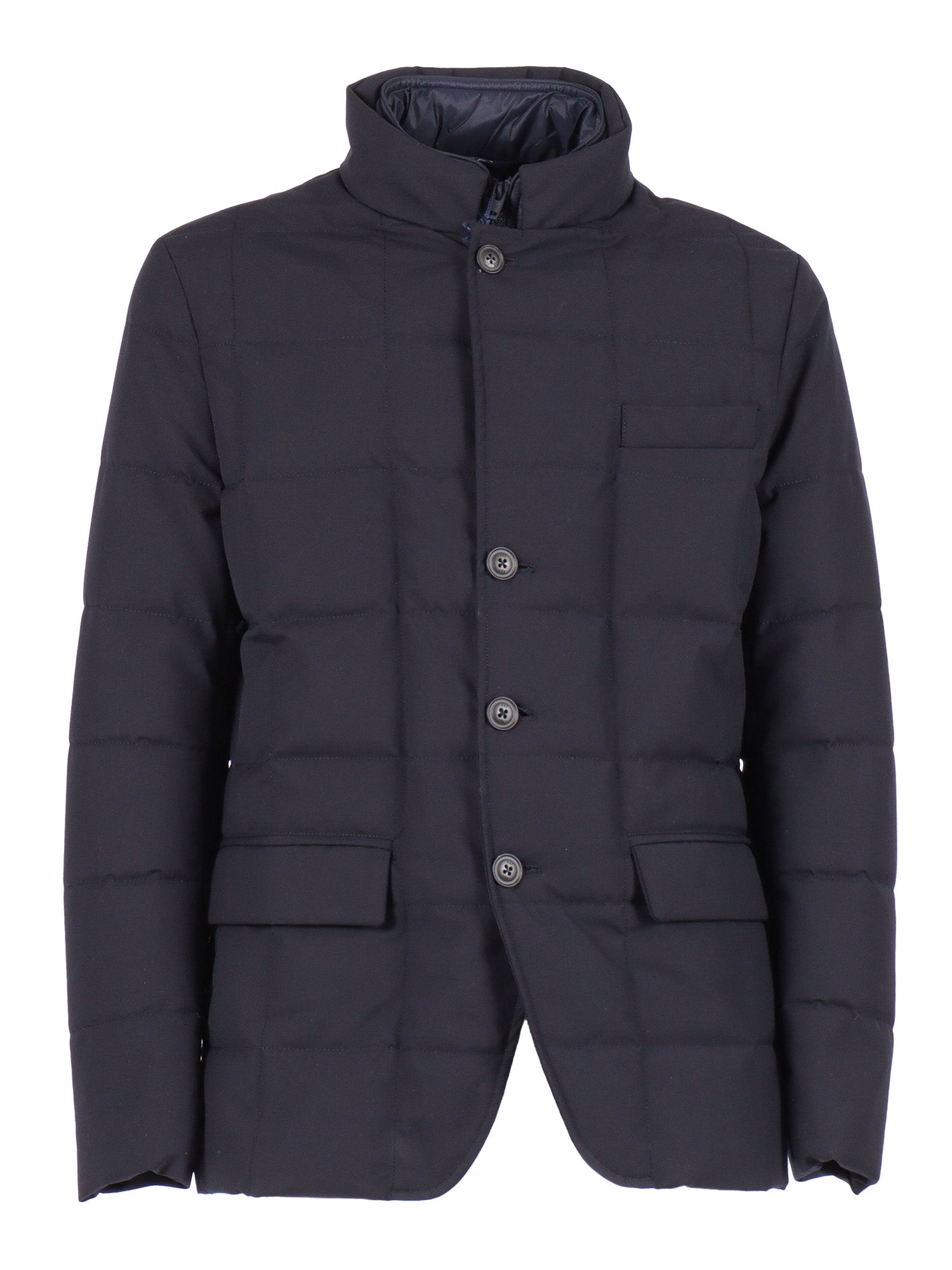 Down Jacket (db Front) Blue Short Puffer