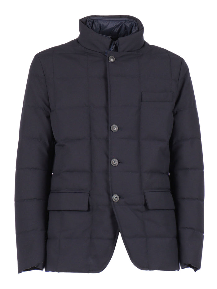 Down Jacket (db Front) Blue Short Puffer