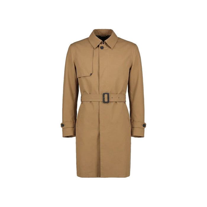 Herno Belted Single-Breasted Coat Brown Polyester