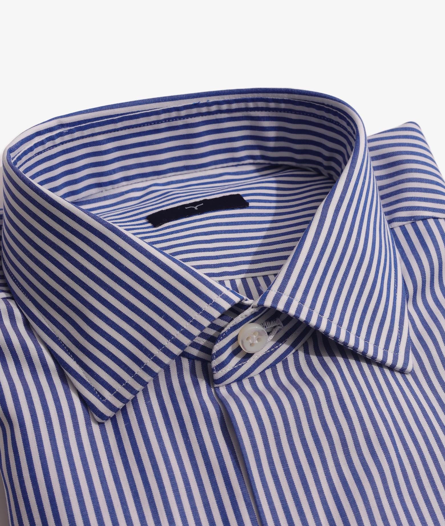 Tailored Cotton Shirt Greenwich Blue Hand Made