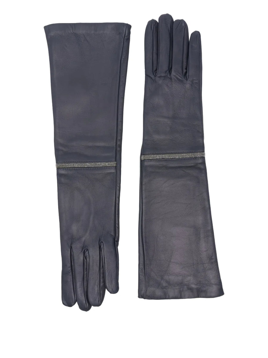 Peserico Calf Leather 100% gloves in navy