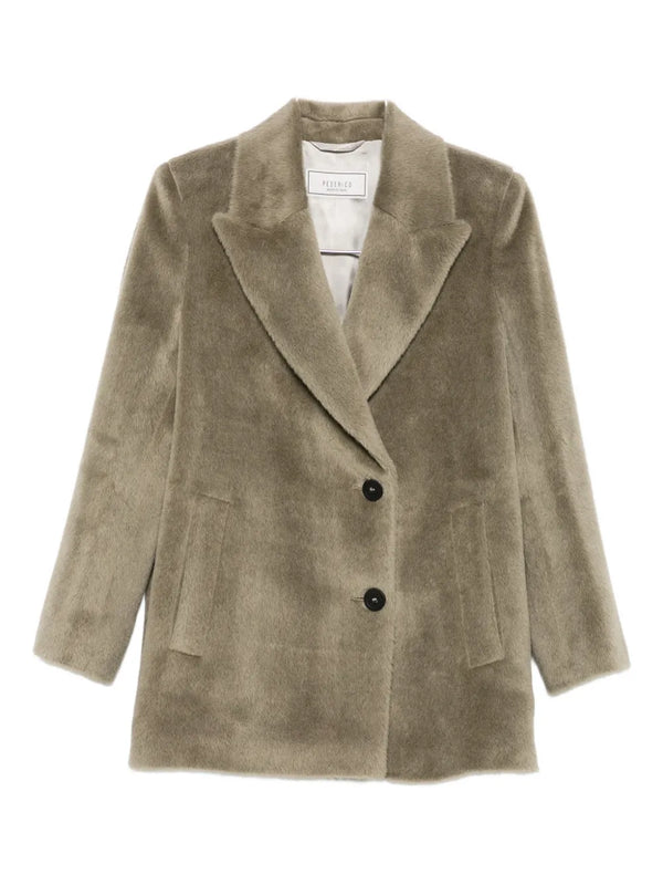 Peserico Outer: Alpaca 80% coat in olive green