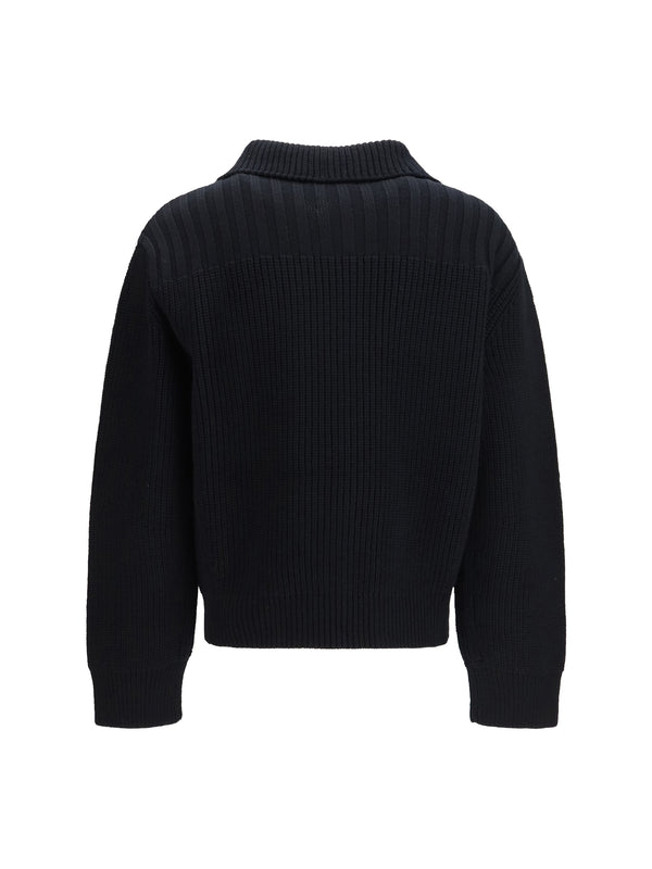 Cardigan High-Neck Merino Wool Black
