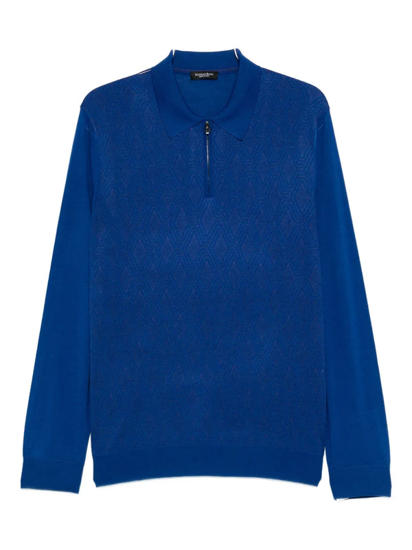 Stefano Ricci Wool 50% polo shirt in blue