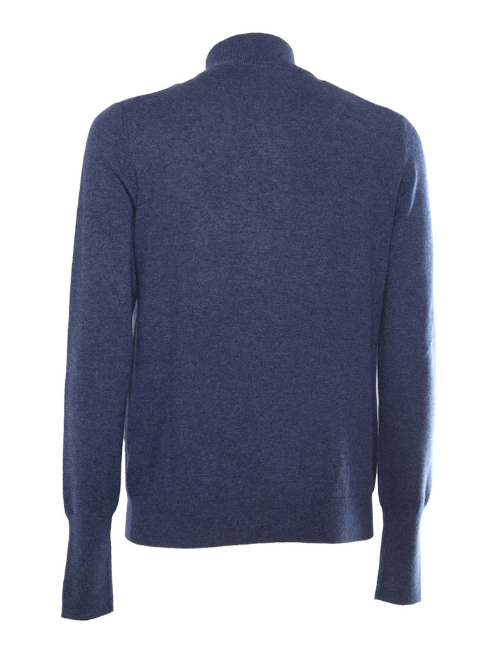 HALF ZIP PULLOVER Blue Cashmere Crewneck