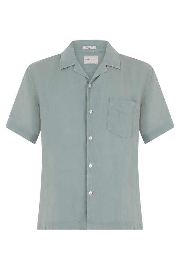 Short-Sleeved Linen Shirt Green