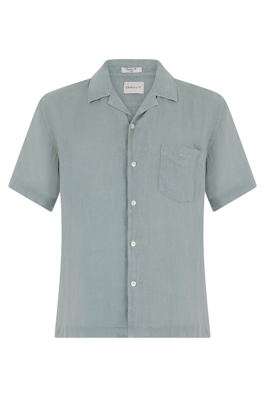 Short-Sleeved Linen Shirt Green