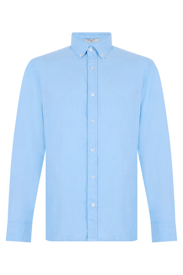 Long Sleeve Linen Shirt Light Blue