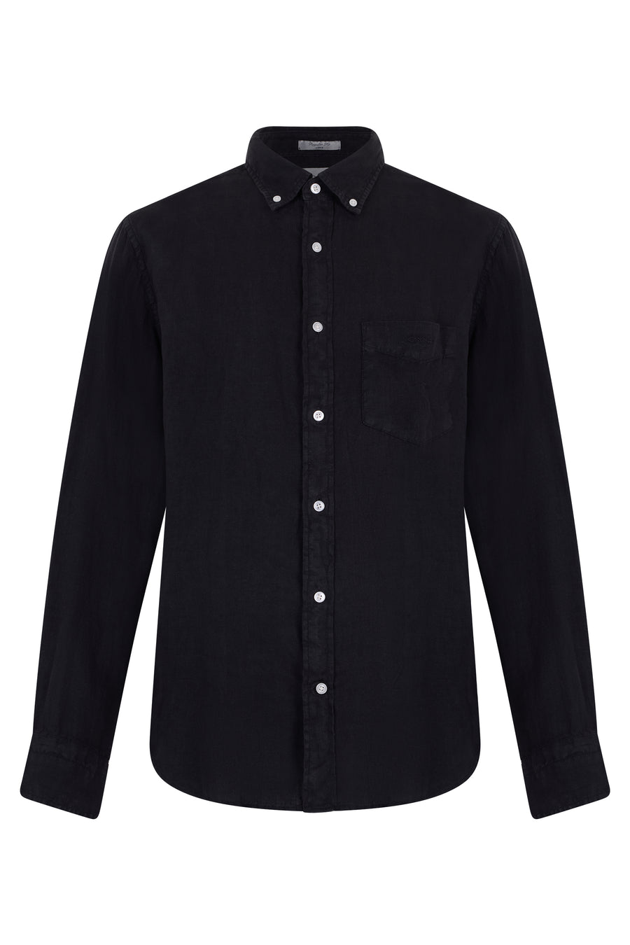 Long-Sleeved Linen Shirt Black