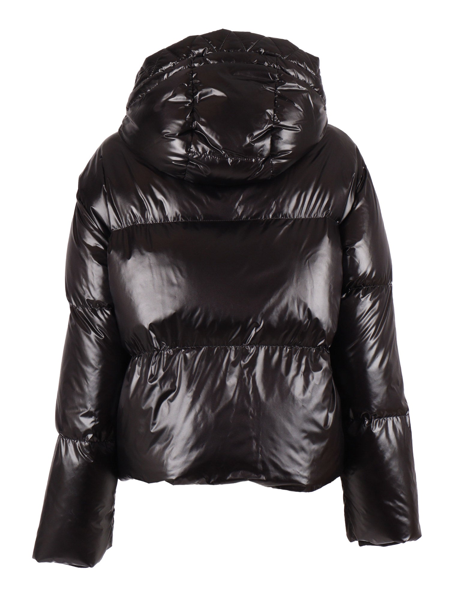 3 Hooks + Hood Down Jacket Black Short Puffer