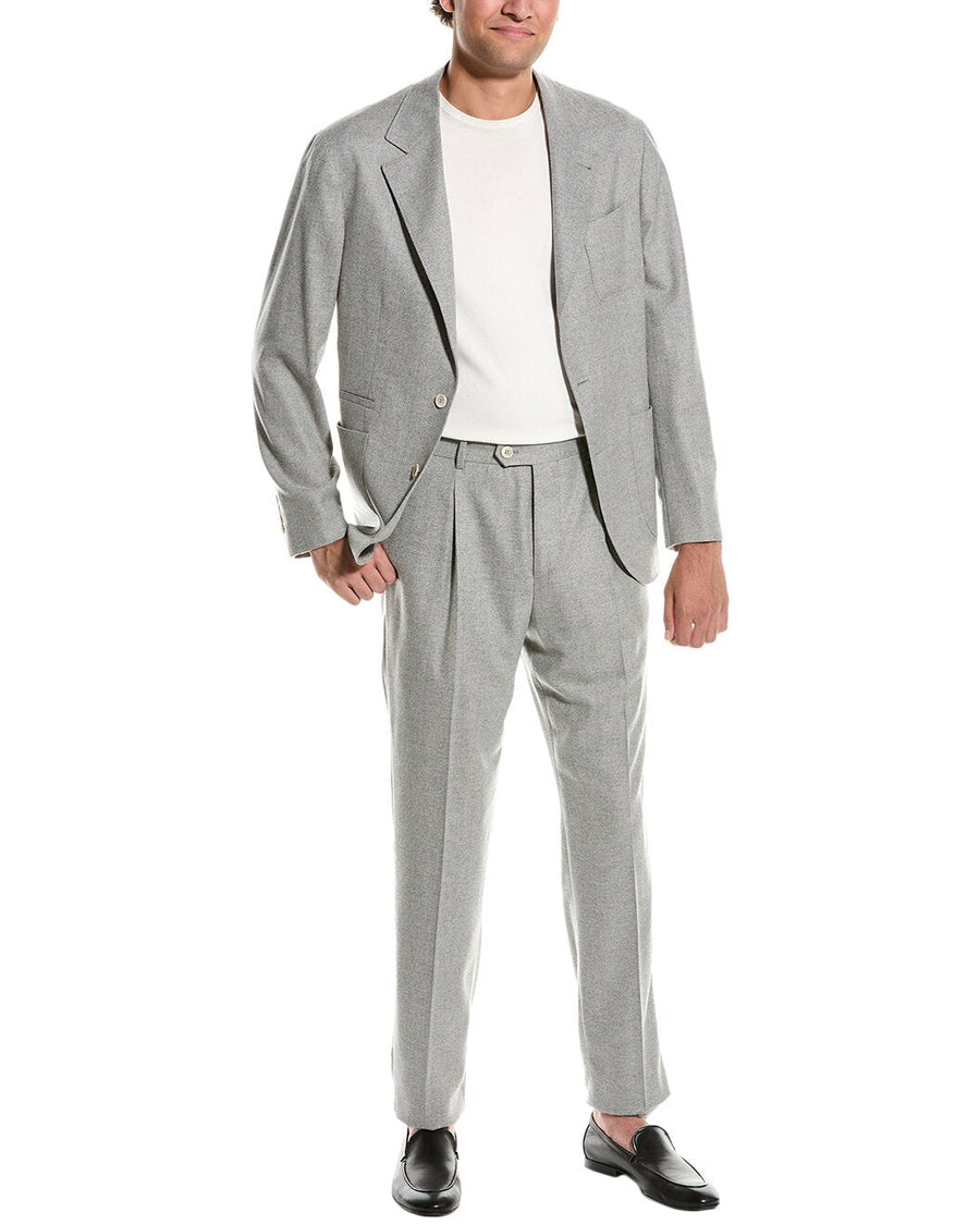 Brunello Cucinelli Mens Light Gray Wool Suit