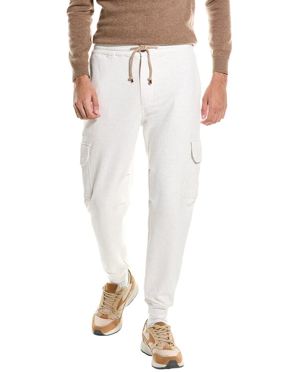 Brunello Cucinelli Mens Off White Cotton Cargo Trousers Green