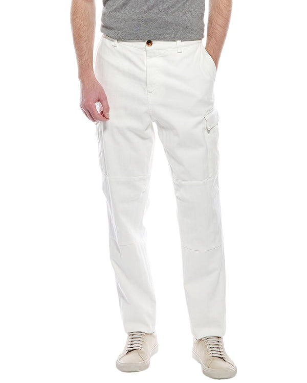Brunello Cucinelli Mens Snow Cotton Cargo Pants White