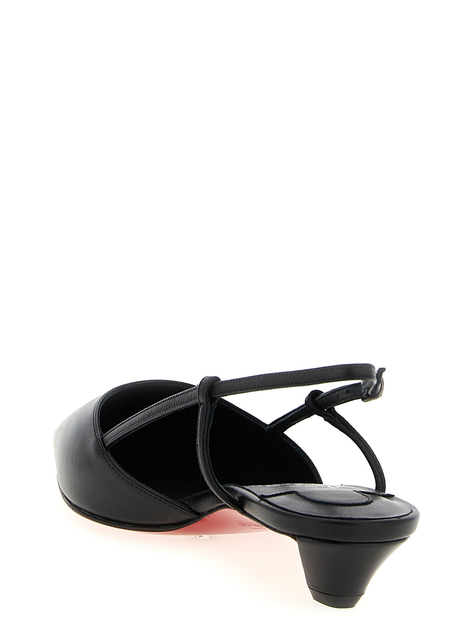 Miss Z Slingback Black Goat Leather Pumps