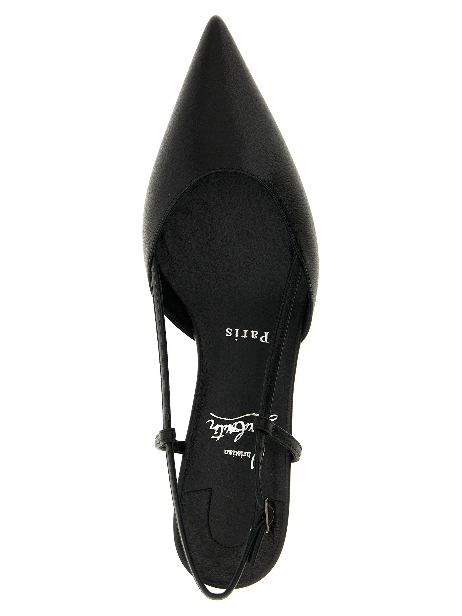 Miss Z Slingback Black Goat Leather Pumps
