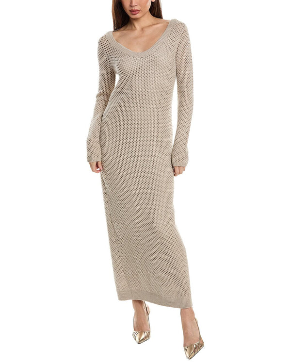 Brunello Cucinelli Womens Beige Open Knit Dress Neutrals