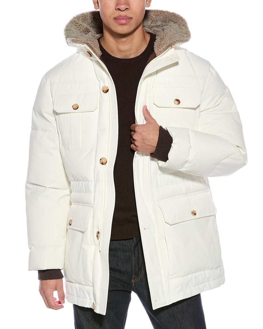 Brunello Cucinelli Cashmere-Lined Padded Coat White Clothing