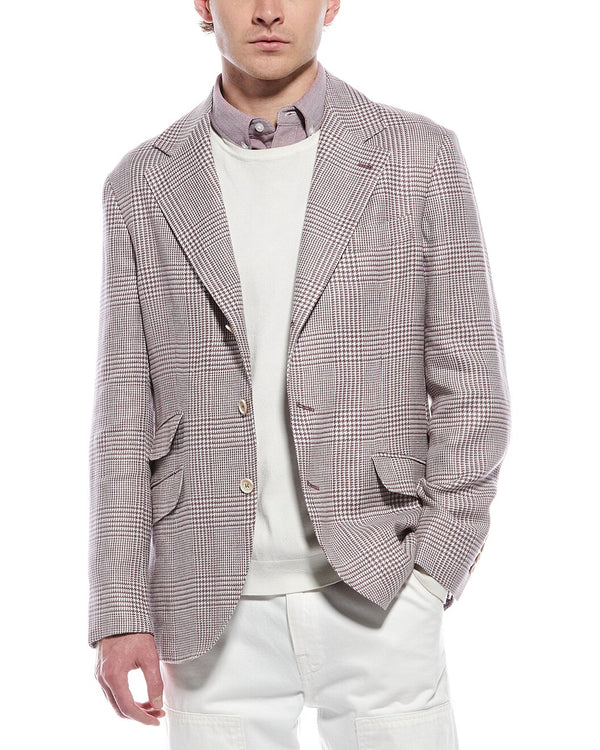 Brunello Cucinelli Mens Light Purple Wool Linen Blazer Clothing