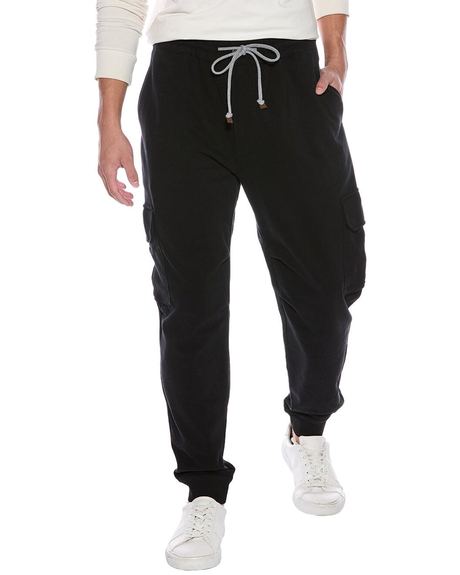 Brunello Cucinelli Mens Black Cargo Drawstring Trousers