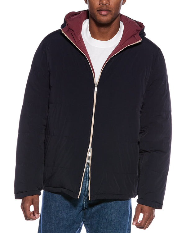 Brunello Cucinelli Mens Navy Hooded Zip Jacket Clothing