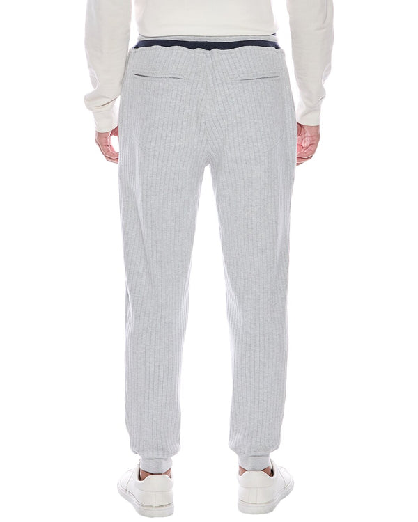 Brunello Cucinelli Mens Light Grey Ribbed Trousers