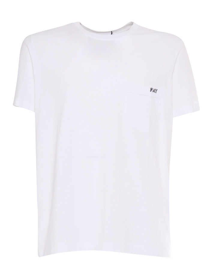 FAY JERSEY POCKET T-SHIRT White Cotton Short Sleeves