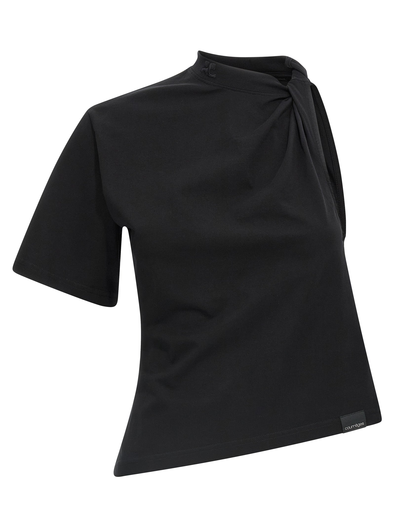 Twist Asymmetrical T-shirt Black Cotton
