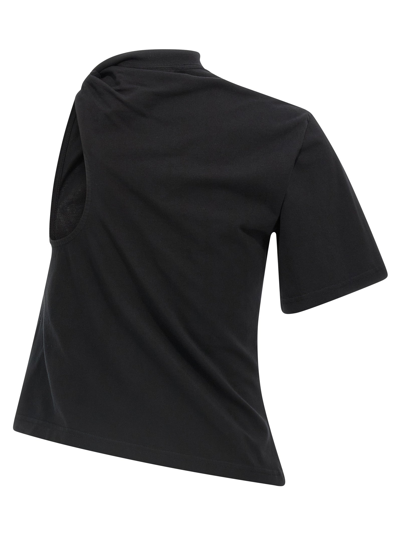 Twist Asymmetrical T-shirt Black Cotton