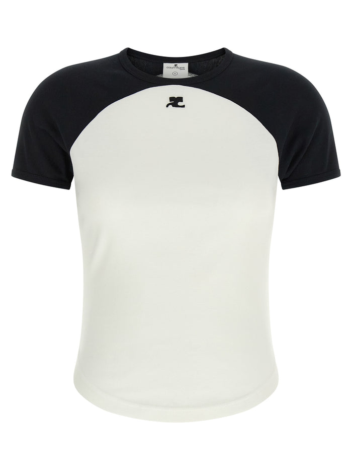 Circle Contrast T-shirt White/black Cotton