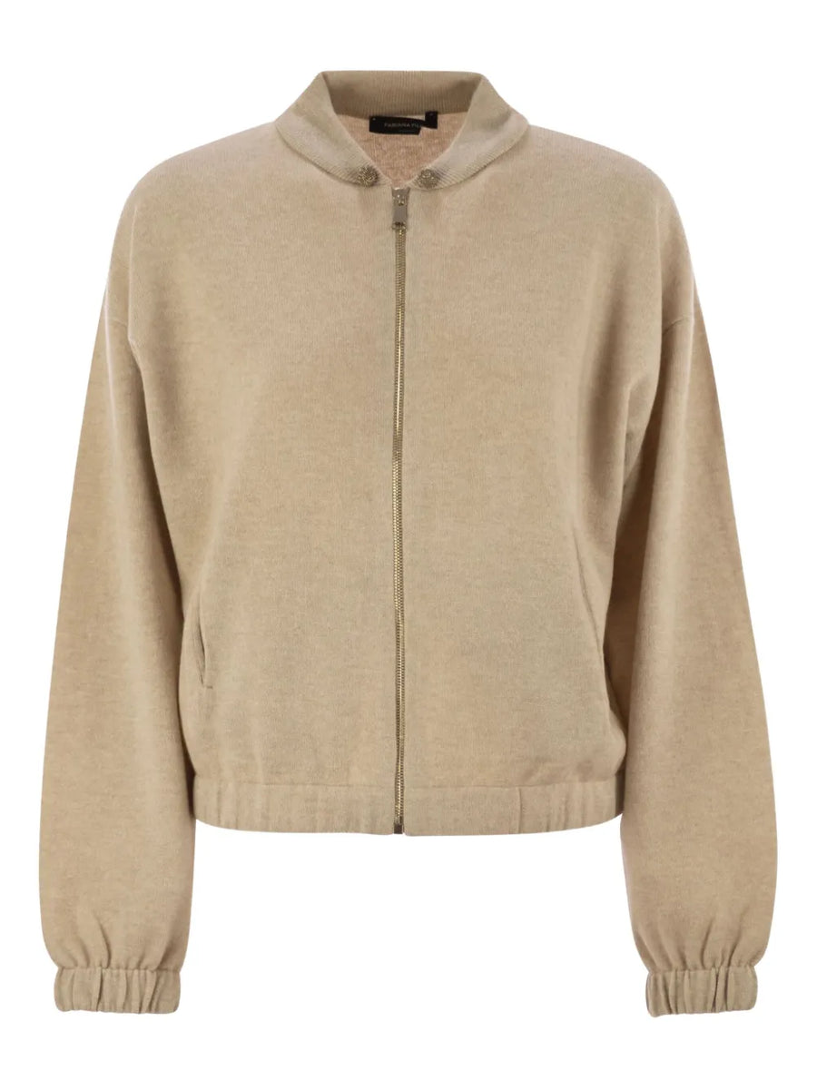 Fabiana Filippi Virgin Wool 75% bomber jacket in beige