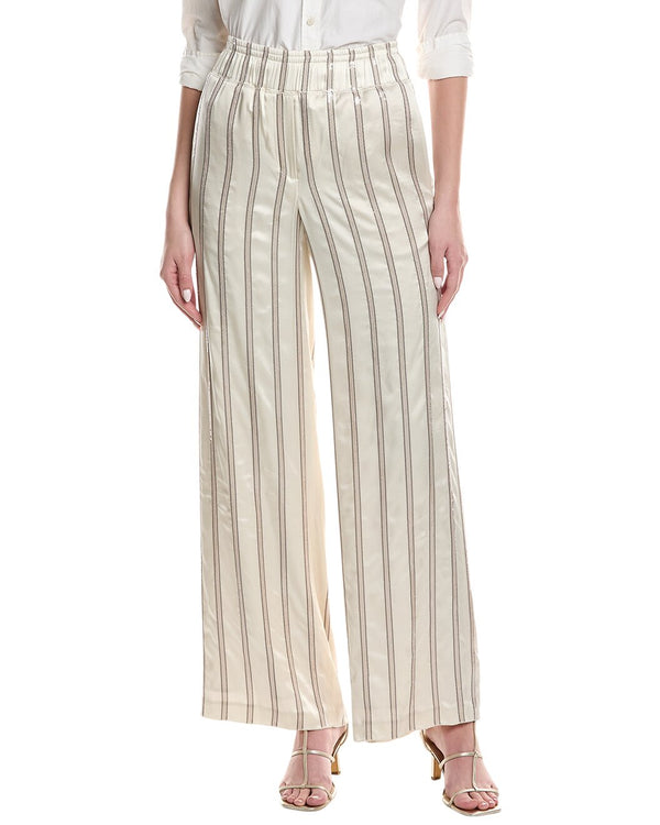 Brunello Cucinelli Womens Warm White Striped Trousers