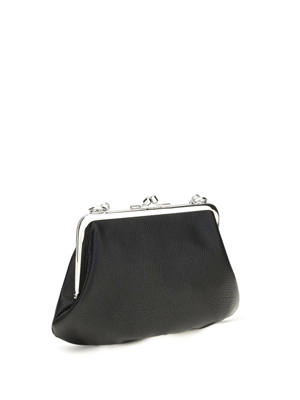 Granny Frame Handbag Black Polyurethane Wallets & Purses