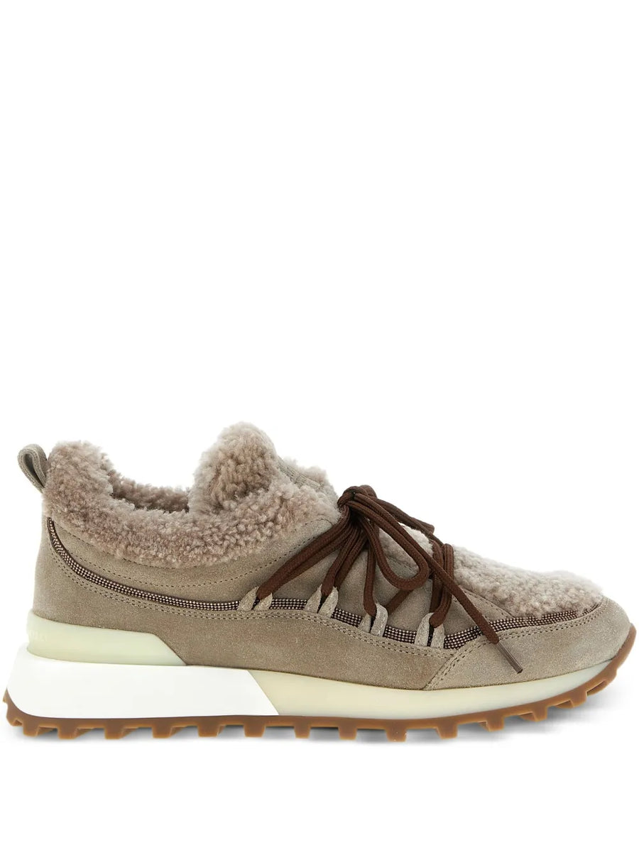 Brunello Cucinelli Outer: Calf Suede 100% sneaker in beige