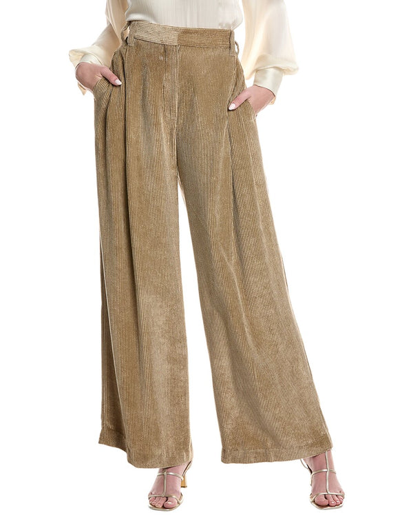 Brunello Cucinelli Womens Light Beige Wide-Leg Corduroy Trousers