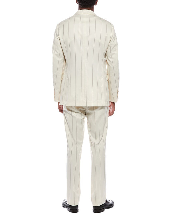 Brunello Cucinelli Mens Cream Wool Tailored Suit