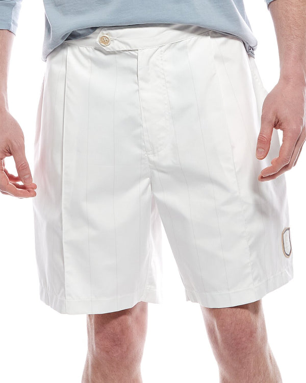 Brunello Cucinelli Mens White Tailored Pleated Shorts