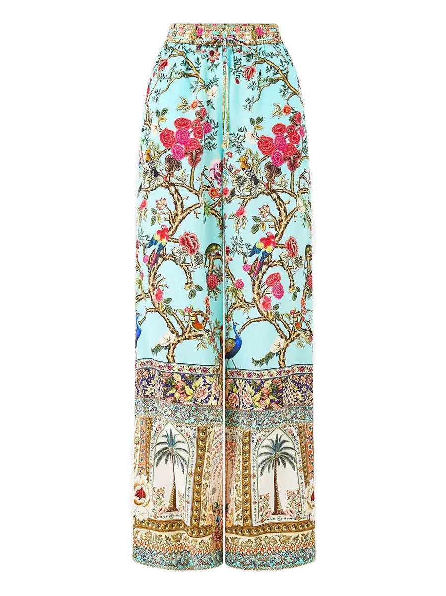 Camilla Silk 100% trousers in light blue