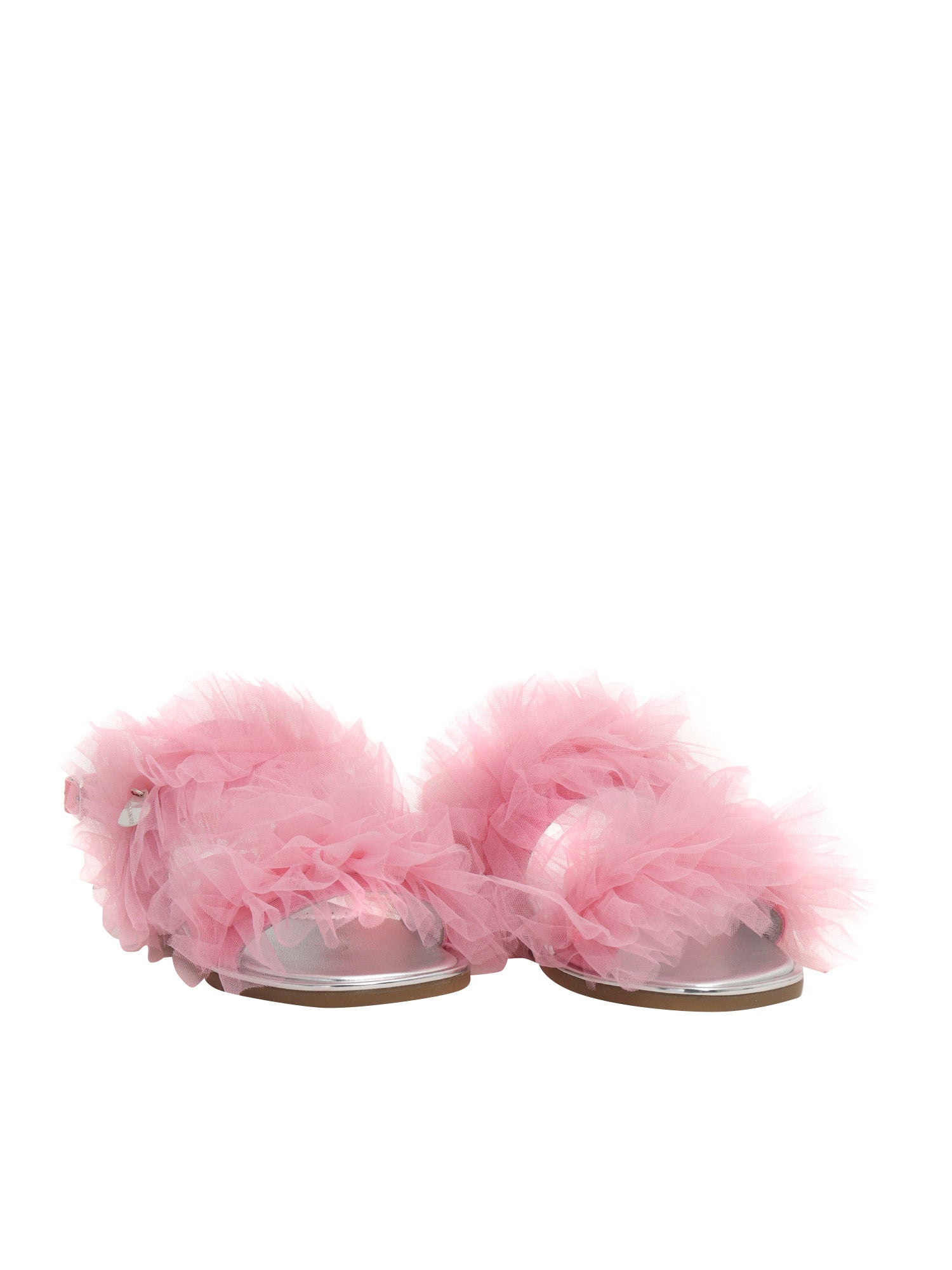 Girls sandals with tulle Pink Leather