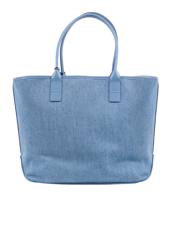 ADDRESS SHOPPING MEDIUM BAG Light Blue Cotton Calfskin Lining Handbag