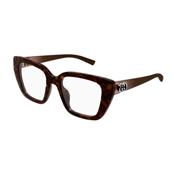 Gucci Eyeglasses Square Full Rim, Brown Havana Frame And Clear Demo Lens Gg2028o002 Sunglasses