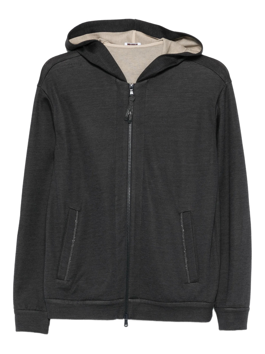 Brunello Cucinelli Cotton 67% hoodie in charcoal
