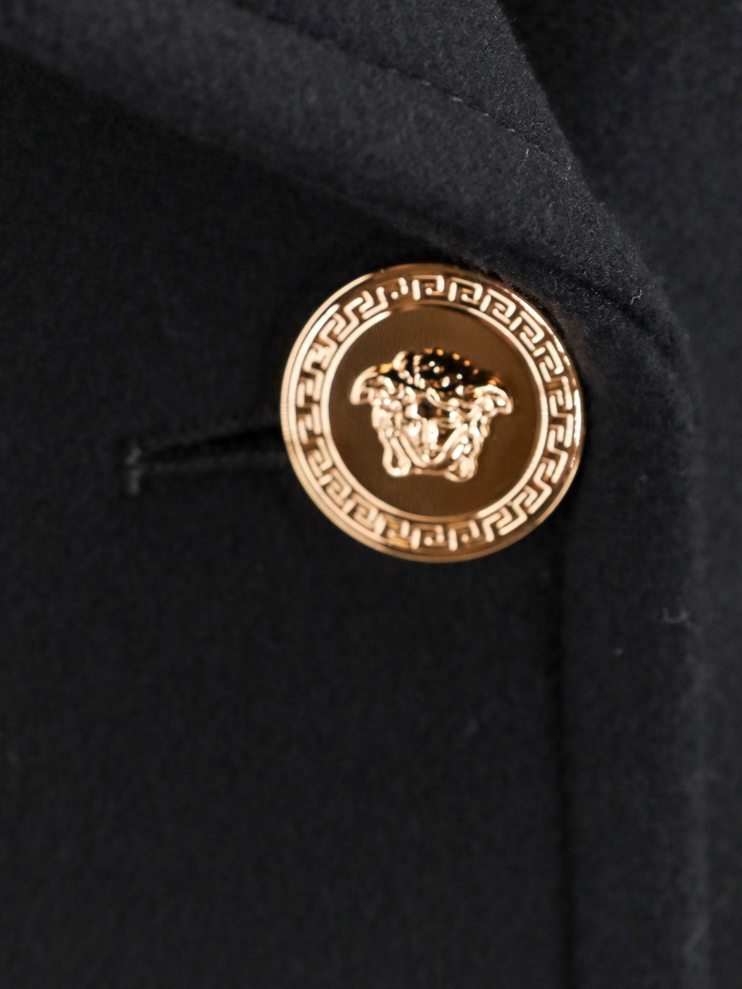 Versace Coats Black Lana Poliammide