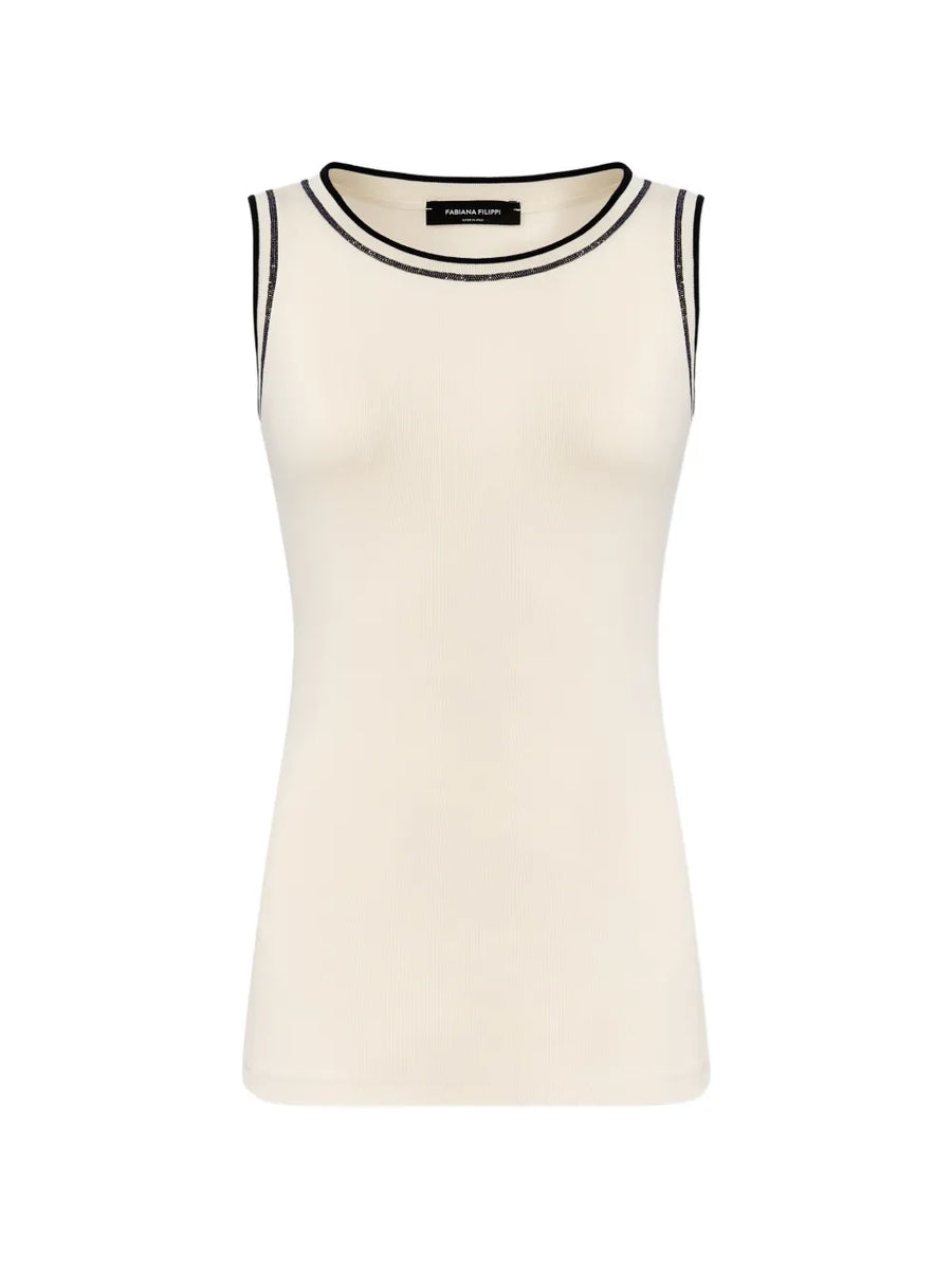 Fabiana Filippi 100% fabric tank top in beige