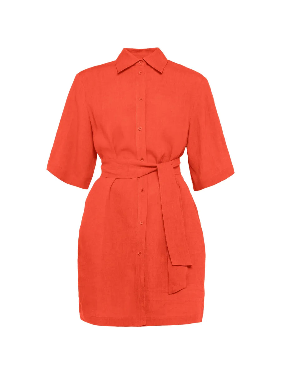 Eres Linen/Flax 100% shirt dress in red